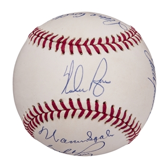 300 Win Club Multi Signed Baseball with 8 Signatures Including Ryan & Spahn (Beckett)